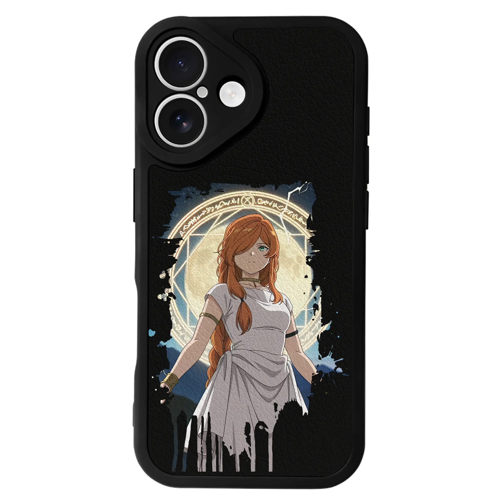 葬送のフリーレン（Frieren） グッズ,フランメ（Flamme） - IPhone 16シリーズ対応 ・ シリコンスマホケース ・ レザー調 ・ 高精度フィット ・ 耐衝撃 ・ ワイヤレス充電対応 ・ 精密カット